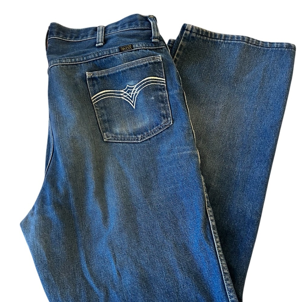 Vintage Maverick Jeans Mens 37x29 Blue Straight Leg Western Denim High Rise 70s